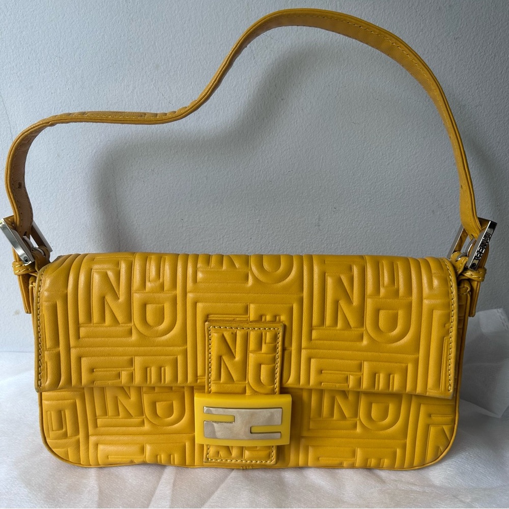 Fendi Baguette Yellow Leather